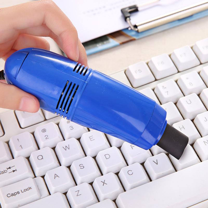Limpiador portátil de teclado, 1 Uds., Mini, USB, ordenador portátil, aspiradora, brocha para polvos, Kit de limpieza, herramienta de limpieza del hogar: deep blue