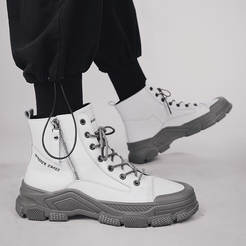 Bottes Martin imperméables et antidérapantes pour homme, chaussures de couleur unie, à lacets, nouvelle , hiver