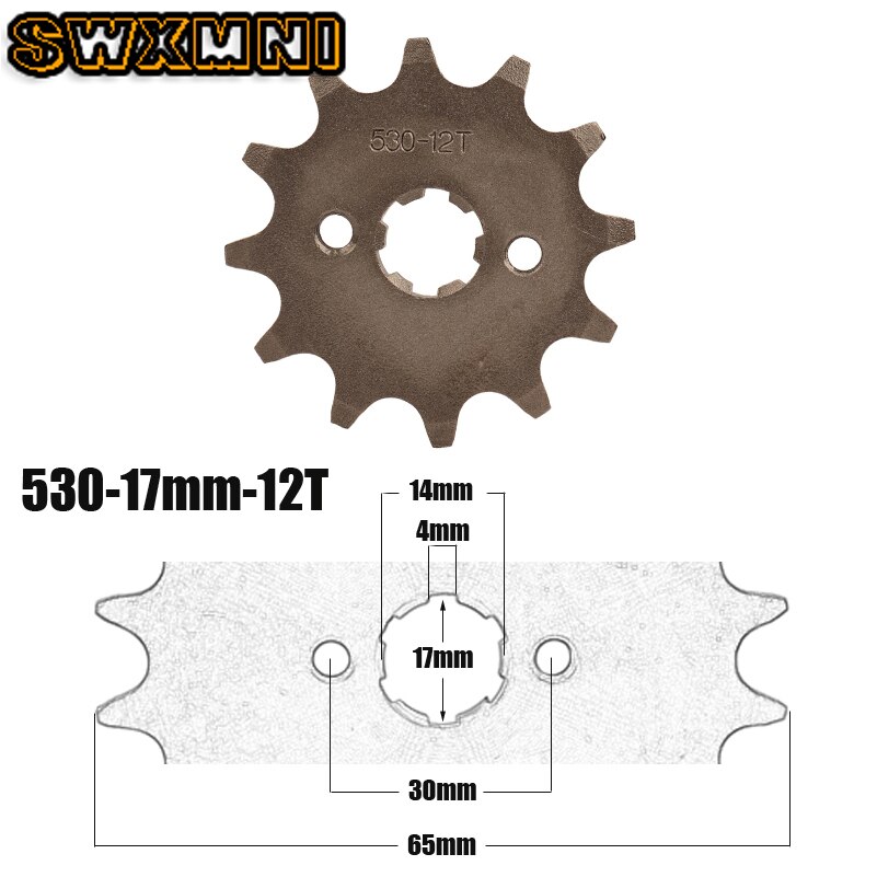 Voor Motor Tandwiel #530 12T 17Mm 20Mm Voor 530 Ketting Met Retainer Plaat Locker Motorfiets Dirt bike Pitbike Atv Quad Onderdelen: 530-17mm-12T