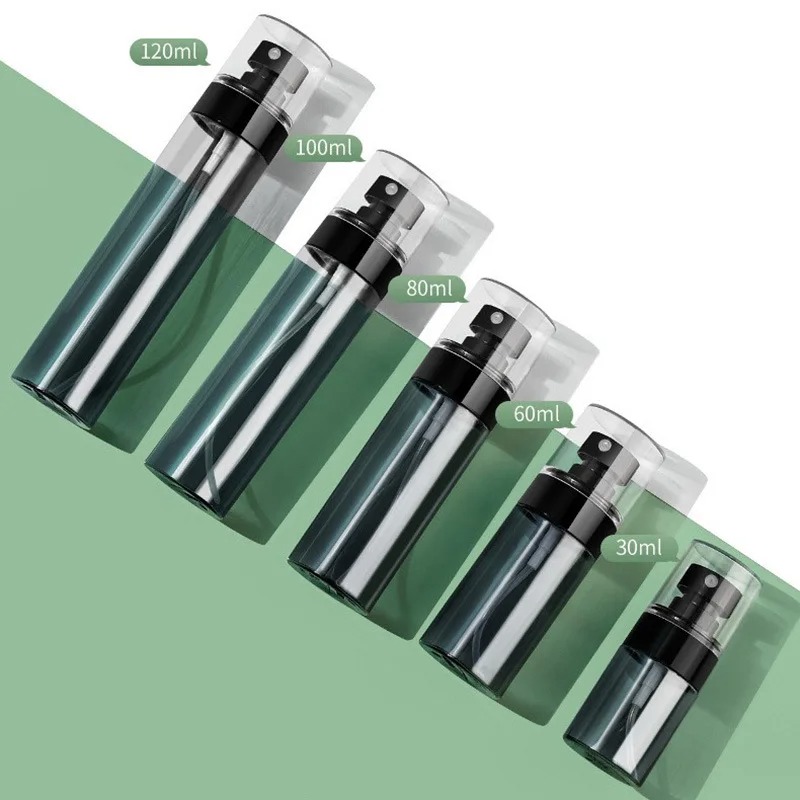 30 ml, 60 ml, 80 ml, 100 ml, schwarze Sprühflasche, feiner Nebel, Unterabfüllung, zerstäubte Reise, tragbare kleine Sprühflasche