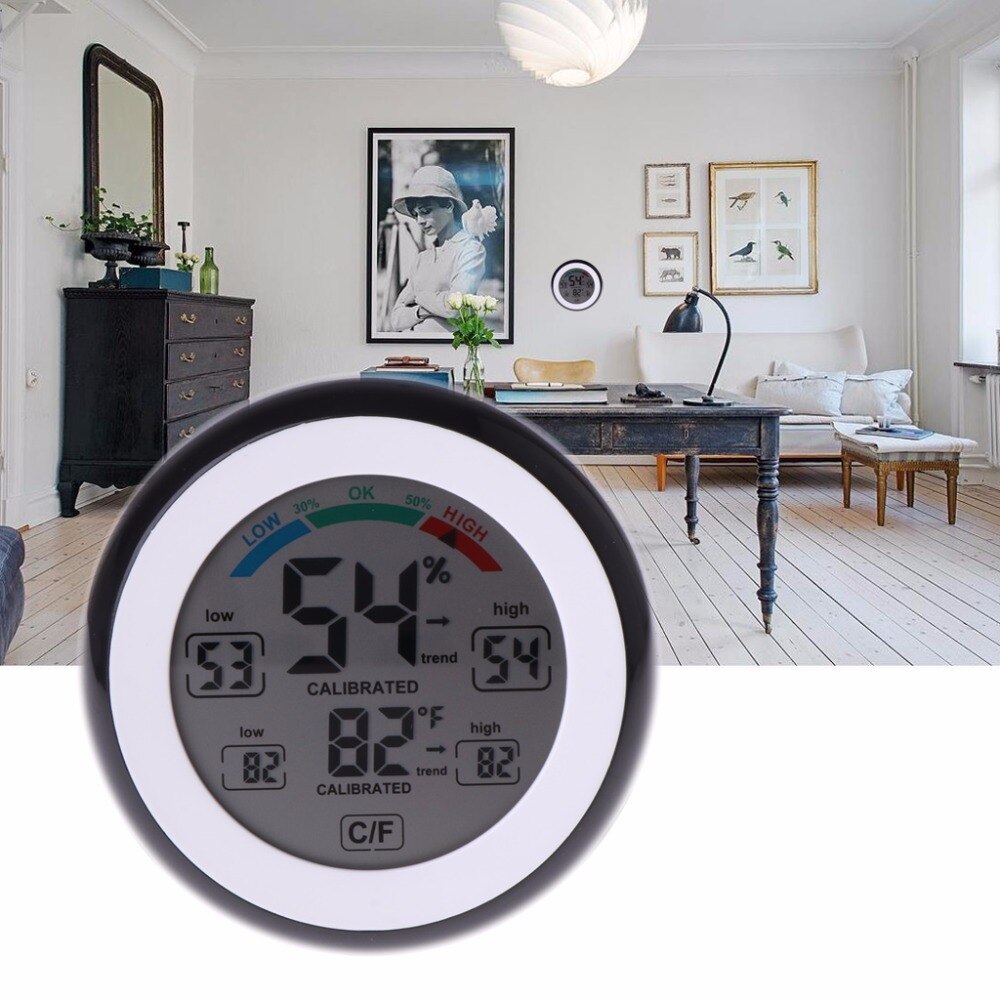 Digitalt innendørs termometer hygrometer berøringsskjerm temperaturmåler fuktighetsmonitor