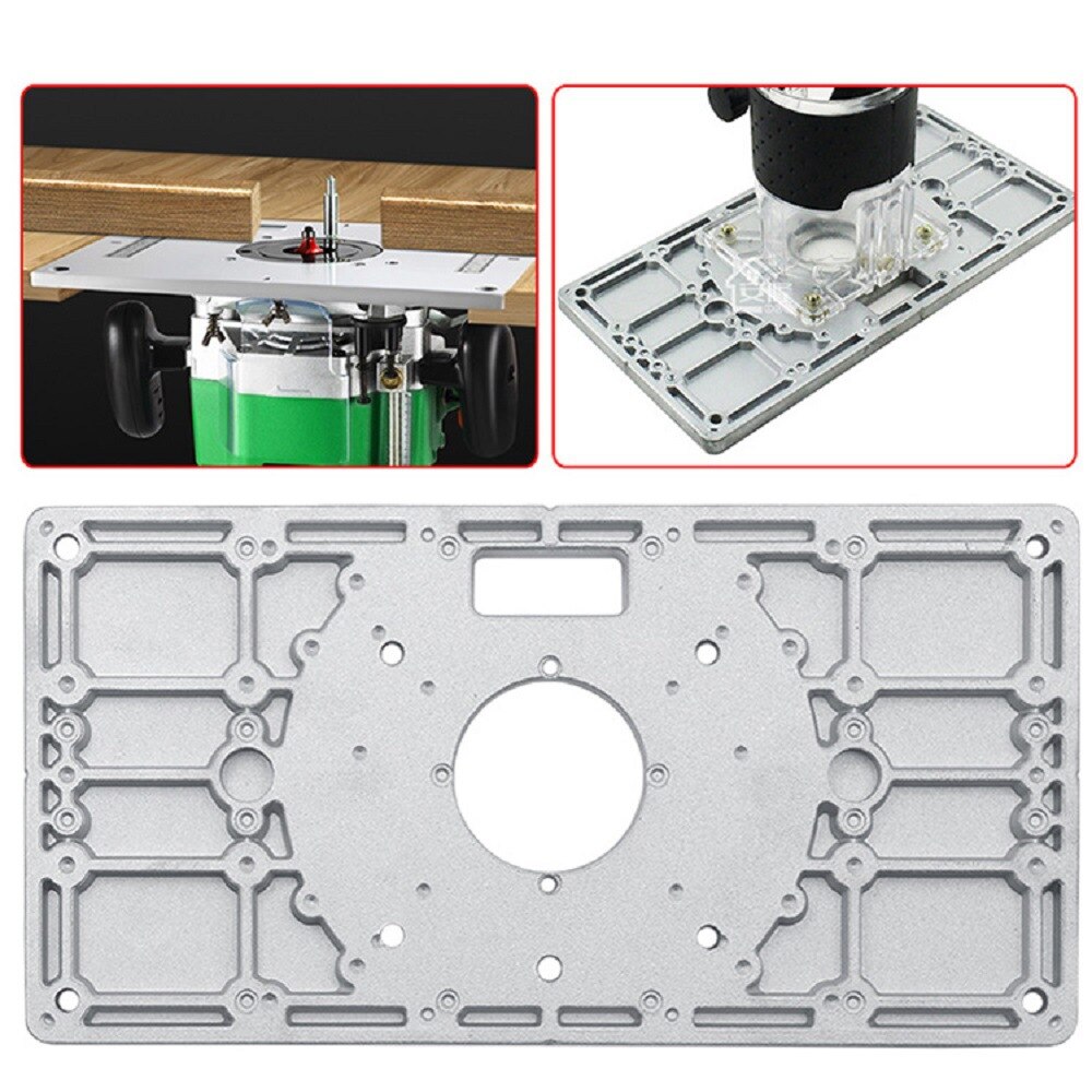 Aluminium Router Table Insert Plate Table For Woodworking Benches Router Plate Wood Tools Milling Trimming Machine With Rings