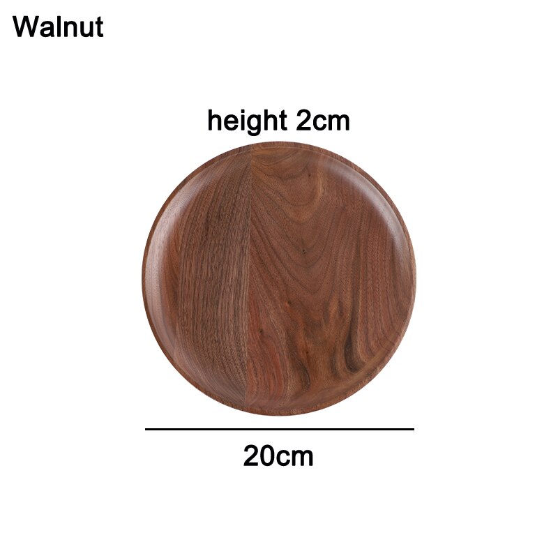 Acacia and Walnut Dinner Plates, Round Solid Wood Plates, Stackable Dinner Plates, Natural tableware dining for Dishes Snack: Walnut round-20cm