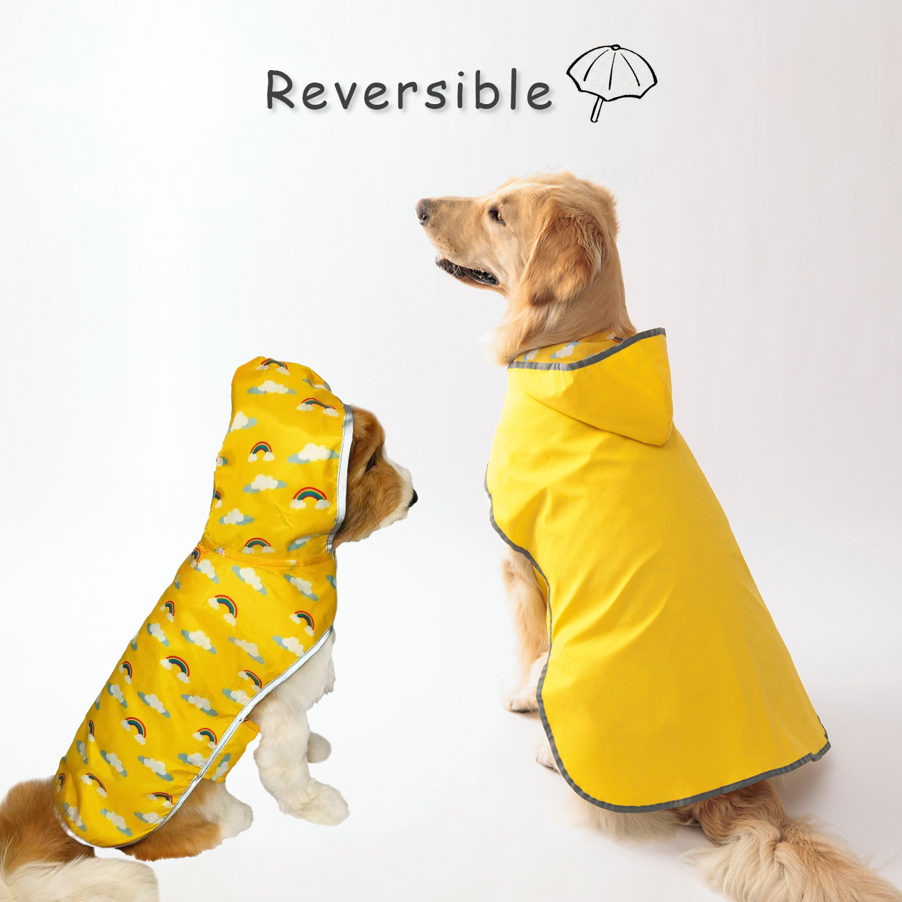 ¡Manta tu cachorro seco y : impermeable amarillo de doble capa con uso bidireccional!