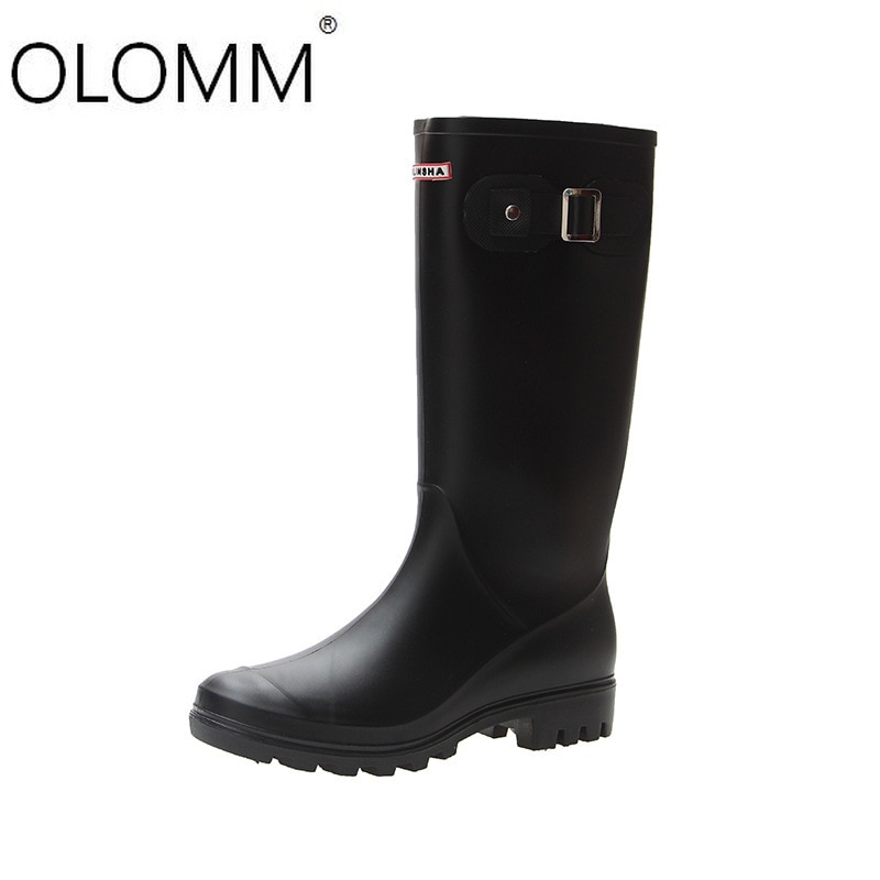 Winter engeland hoge buis effen kleur waterdichte regenlaarzen dames rubberen schoenen regenlaarzen lente en herfst