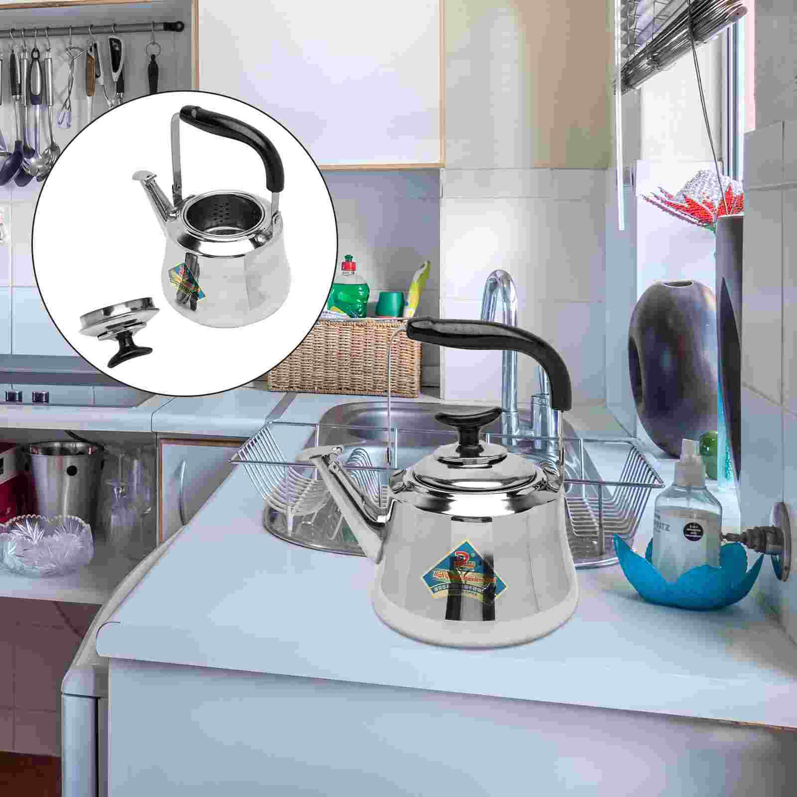 1pc Whistling Tea Kettle Teapot Stainless Steel Teakettle with Filter Screen