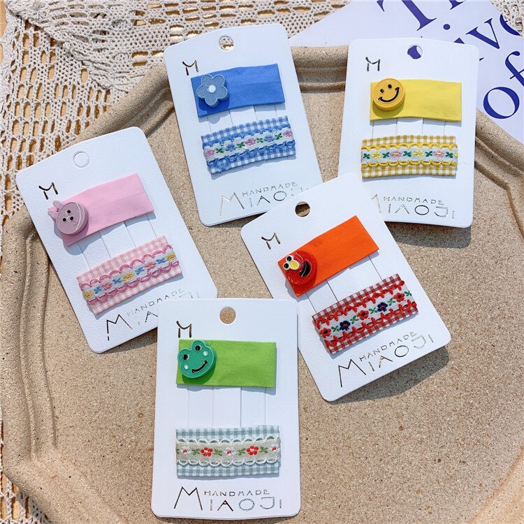 Horquilla cuadrada de encaje bordada para niñas, adorable y adorable horquilla de conejo de dibujos animados para niñas, horquilla con flecos de flores