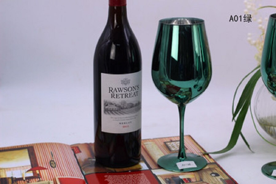 Verre en métal de placage de couleur verte créative avec un verre de champagne coupe de vin décoration de salle de mariage gobelet vert: A
