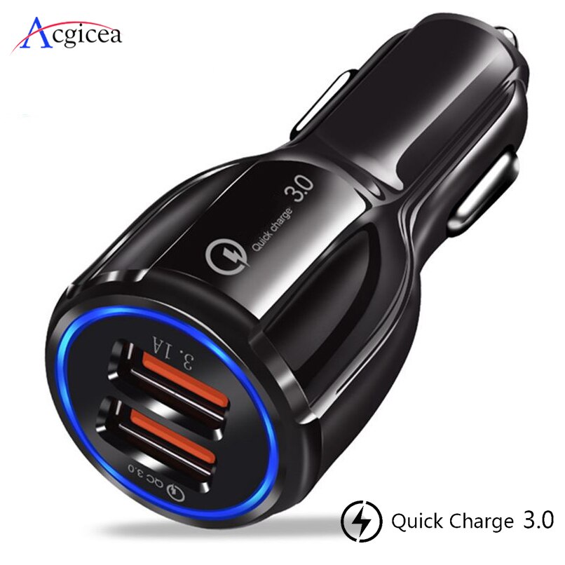 Auto Usb Lader Voor Iphone Quick Charge 3.0 2.0 Mobiele Telefoon Oplader 2 Usb Snelle Autolader Voor Samsung A50 a30 S10 Auto-Oplader