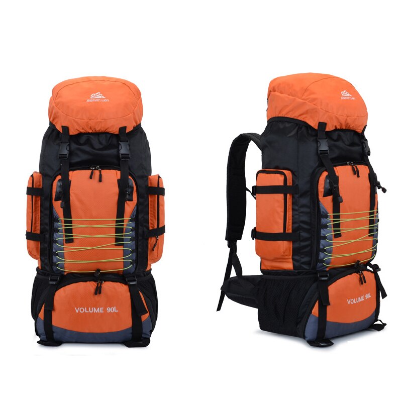 90l rejser camping rygsæk rygsæk vandring hær klatring taske trekking bjergbestigning mochila stor kapacitet blaso sport taske: Gul farve