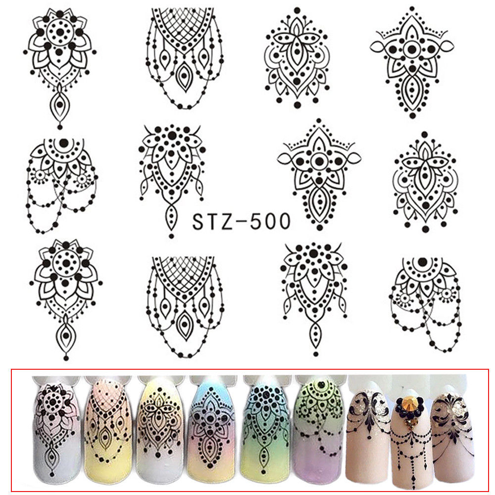 3 Sheets Water Transfer Nail Stickers Stempelen Manicure Decal Sticker Rhinestone & Decoraties Nail Art Gereedschap