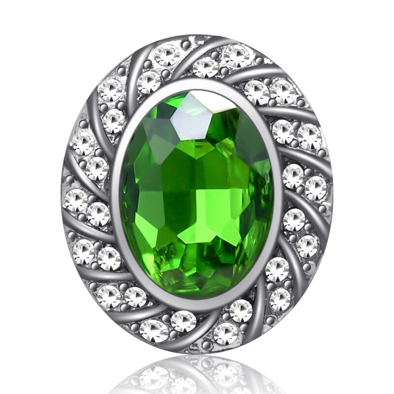 Mooie strass ovaal 20mm drukknopen passen op 18mm drukknopen armband drukknopen sieraden: Kz3506- groene