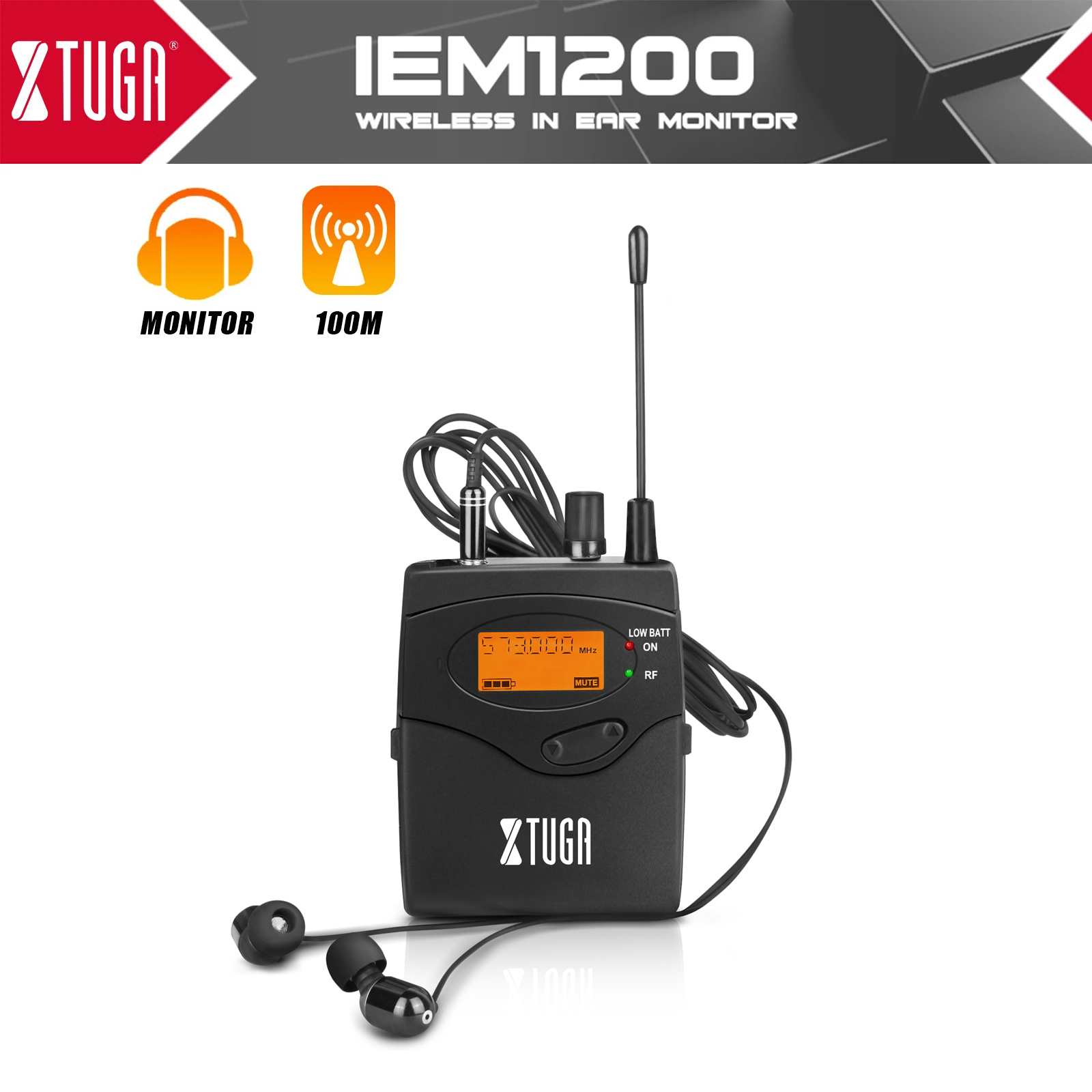 XTUGA IEM1200 transmisor individual Bodypack puesta en escena reunión sistema de monitoreo inalámbrico sistema de Monitor inalámbrico en la oreja