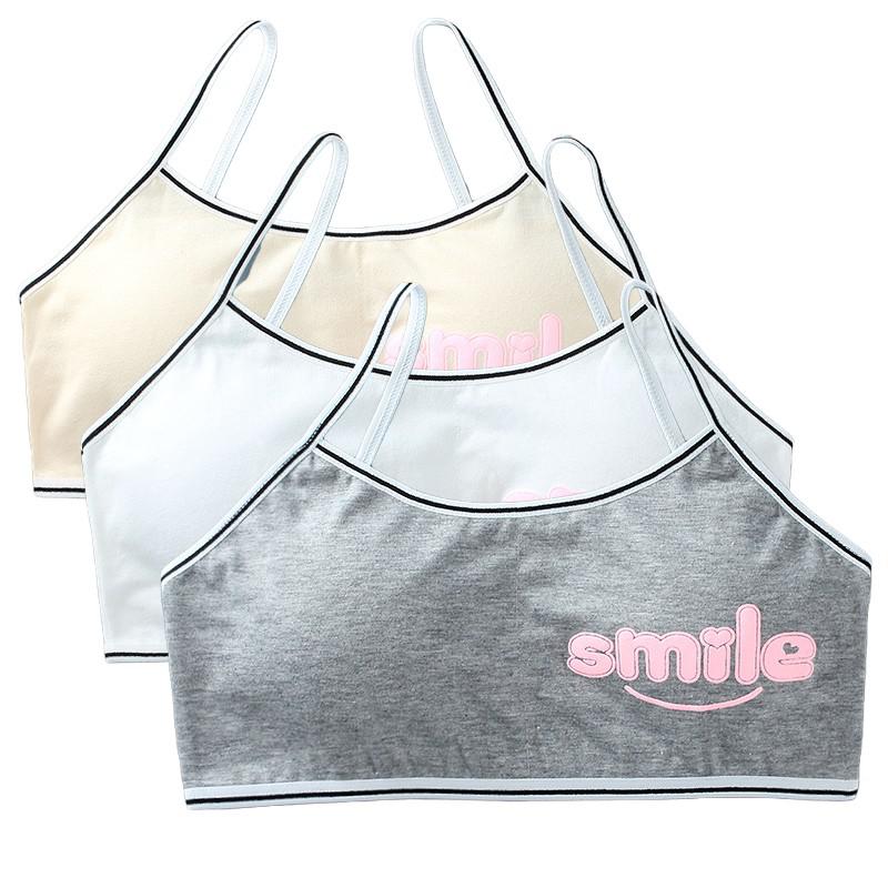Sujetadores de entrenamiento para niñas, ropa interior de algodón con letras bonitas, para adolescentes y niños, 3 unids/lote: F
