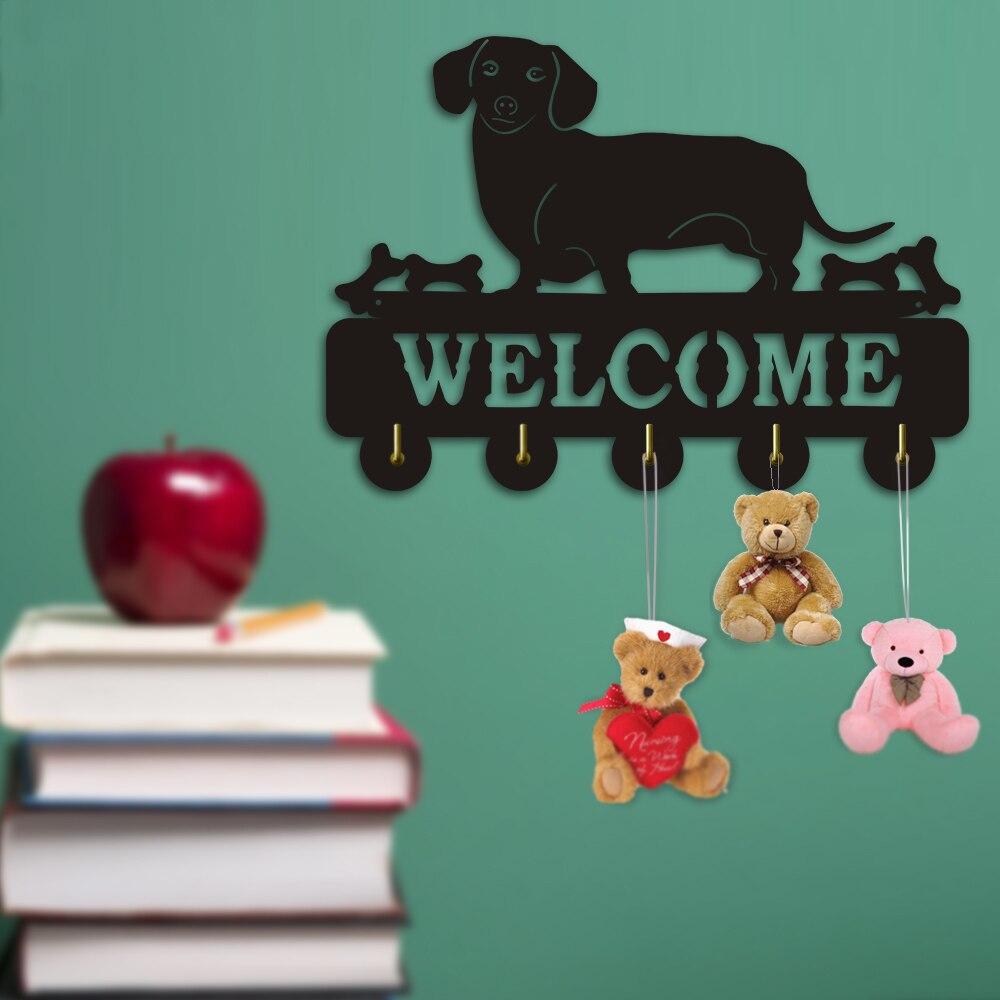 Perchero de pared de perro salchicha para mascotas, Perchero de Animal para abrigo, toalla, bolso de Carlino, soporte para llaves, ropa, para amantes de los perros