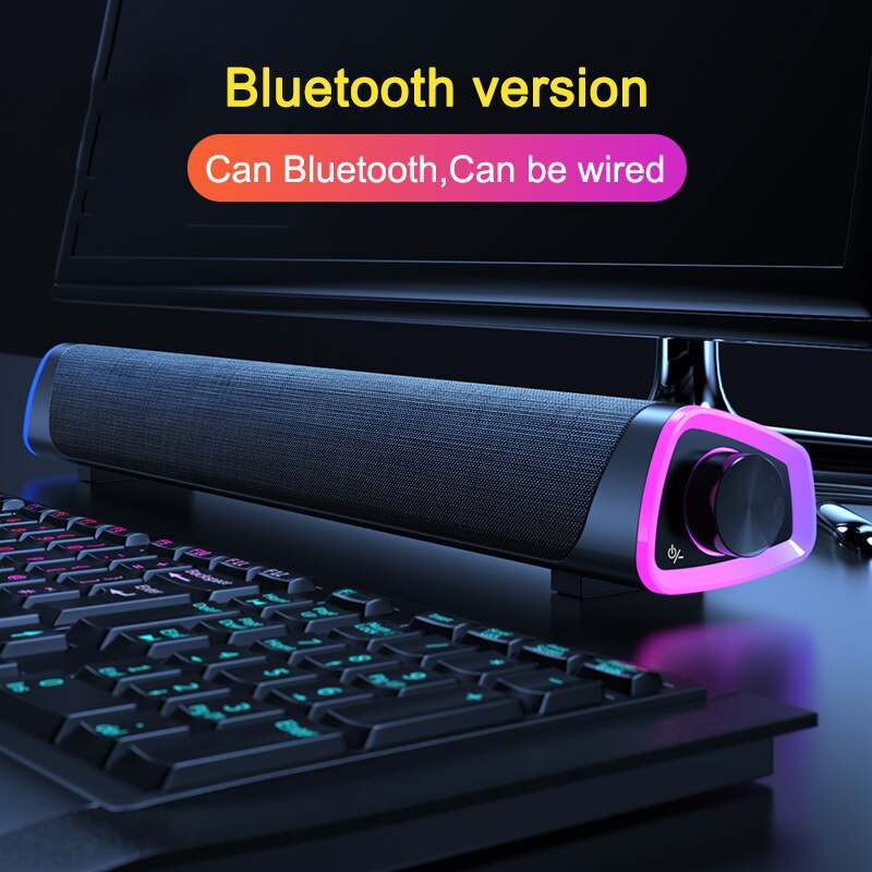 Soundbar tv høyttaler bluetooth aux usb fm radio kablet hjemmekino surround for pc tv høyttaler datamaskin soundbar: Bluetooth svart