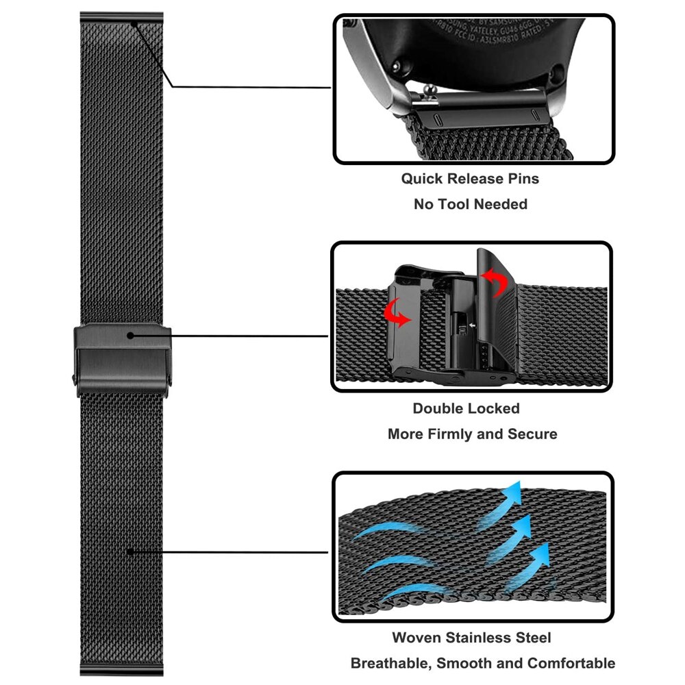 Pulseira de metal para huawei relógio gt/gt2 46mm honra magia 2 pulseira banda inteligente cintas inoxidável para galaxy watch3 45mm pulseira