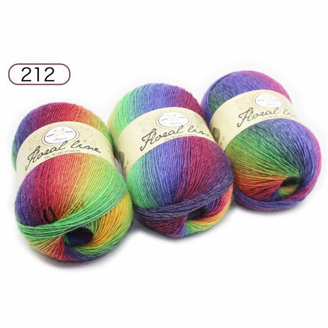 Yarn 5pcs X 100g Rainbow Line Fancy Melange Yarn 100% Cashmere Wool Yarn knitting 20 Colors: 5PCS      212