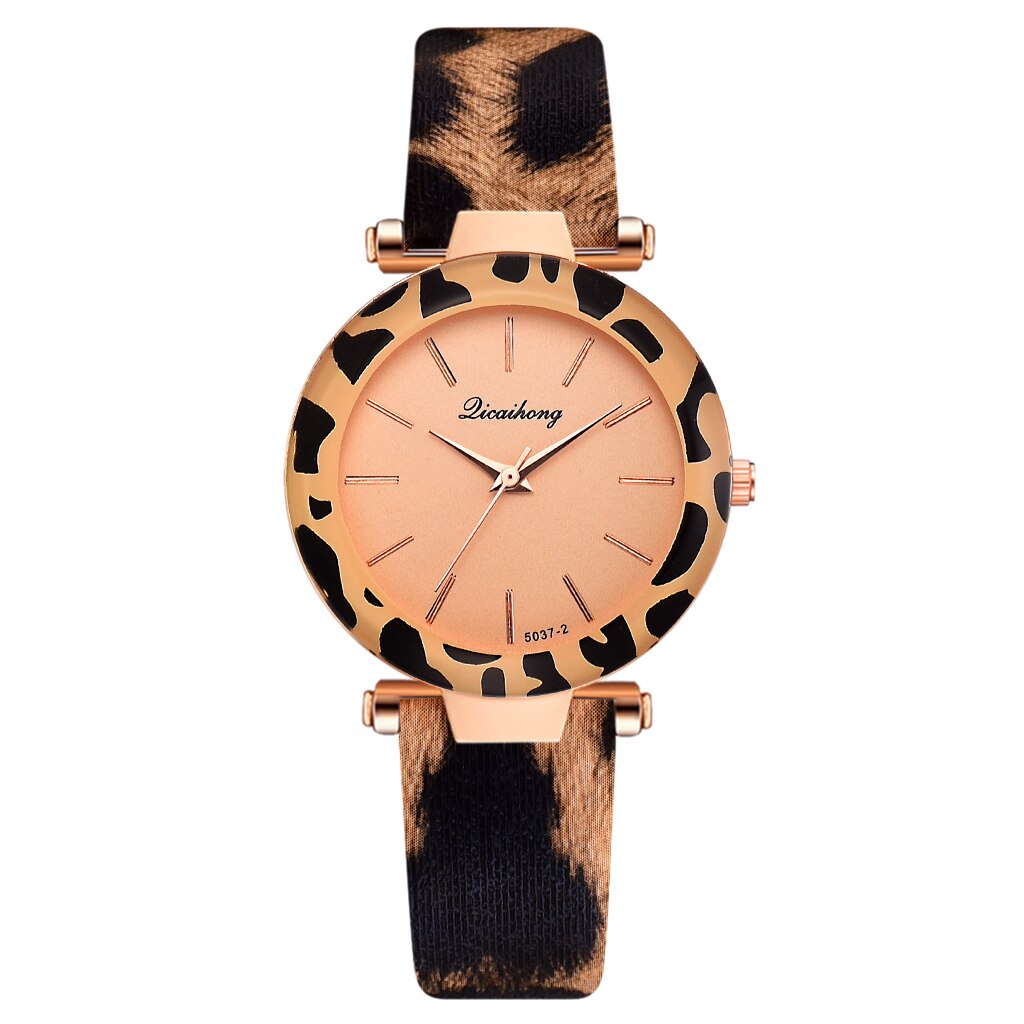 Kvinder ure billige leopard print læder dame armbånd ur casual quartz armbåndsure ur relogio feminino: Beige