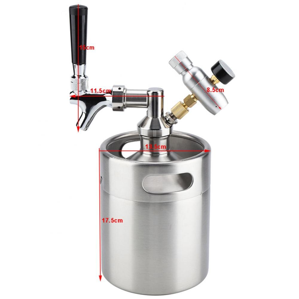2l mini ølfade i rustfrit stål med vandhane under tryk hjemmeølbrygning håndværksøl dispenser growler mini ølfad