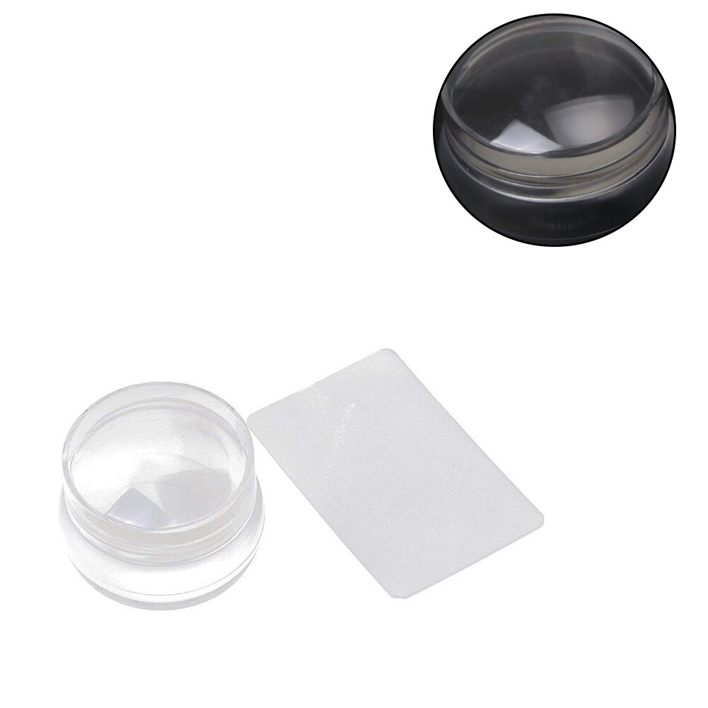 Clear Jelly Nail Art Stamper En Schraper Transparant Siliconen Nail Art Stempelen Template Met Cap Manicure Nail Care Tool-1set