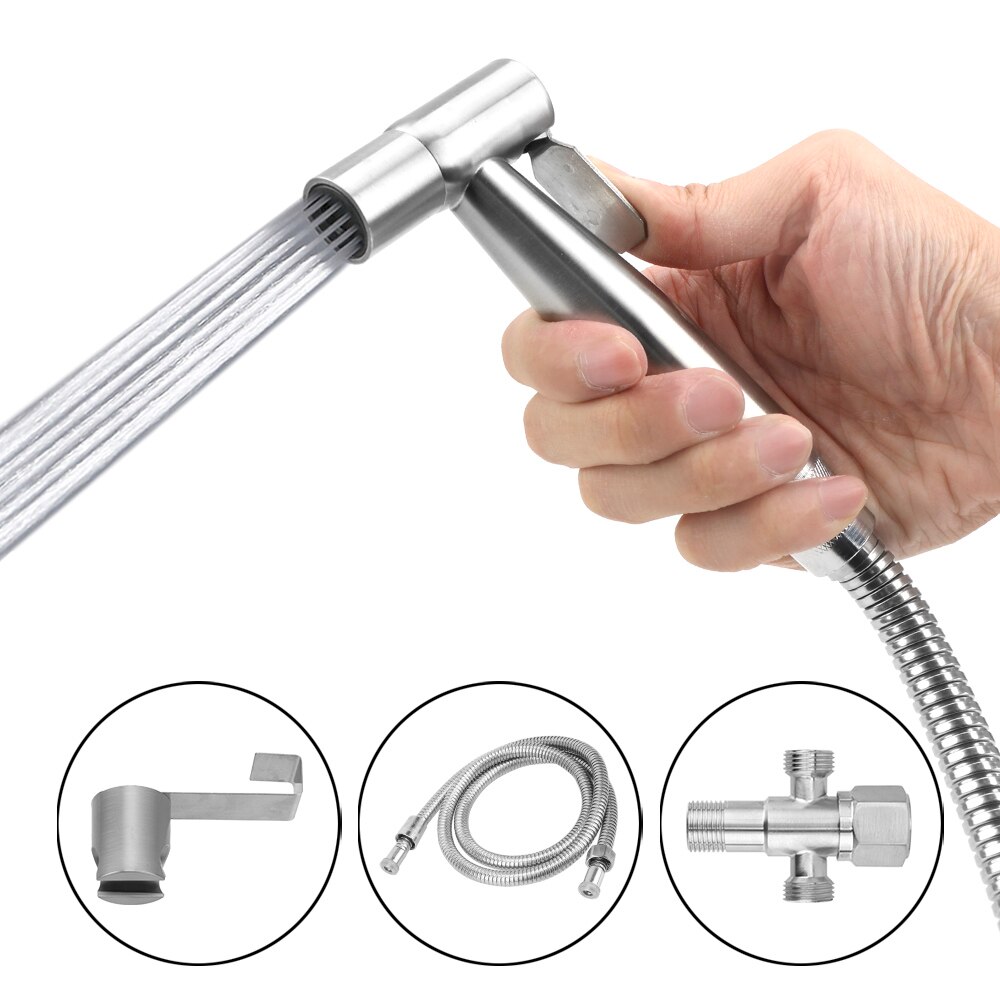 Hand Sprayer Shower Head Bidet Faucets with Shower Hose Stainless Steel Handheld Toilet Bidet Sprayer Set for Bathroom