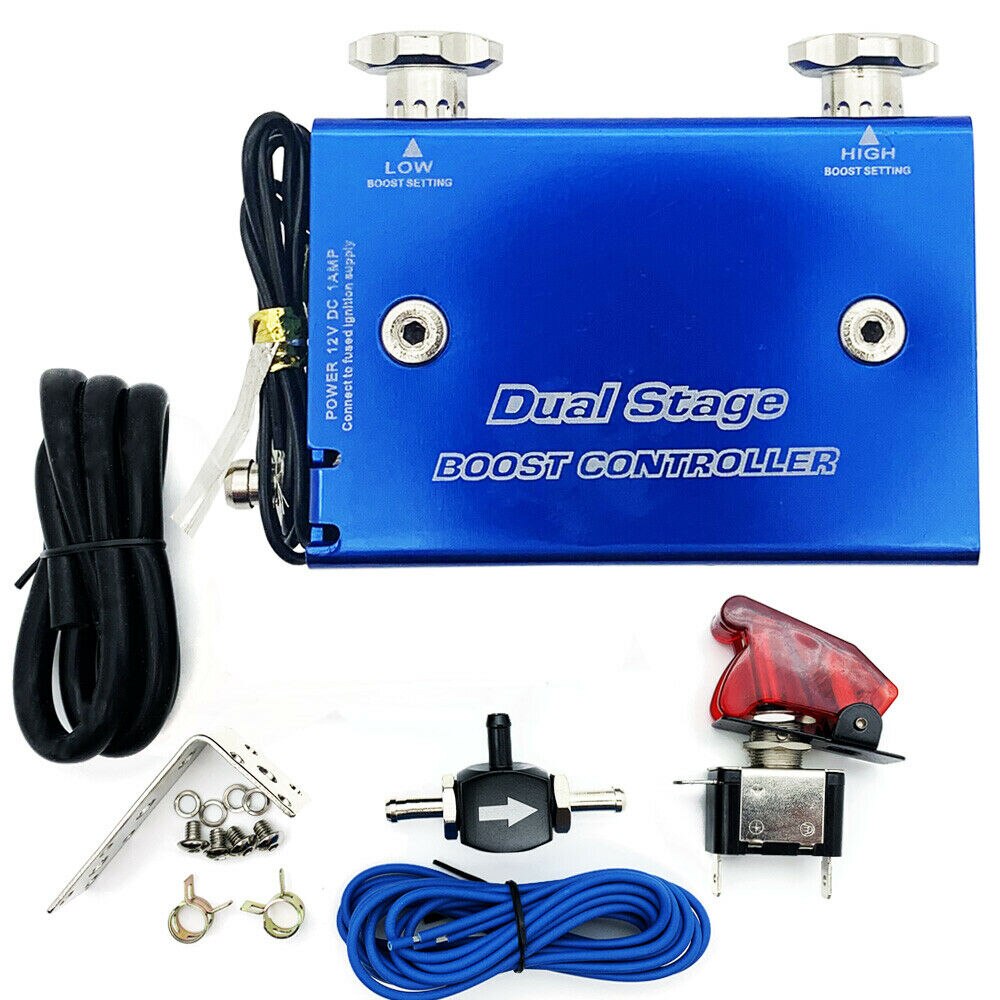 Dual Stage Electronic Turbo Turbocharger PSI Boost Controller Kit w/ Switch Kit Universal