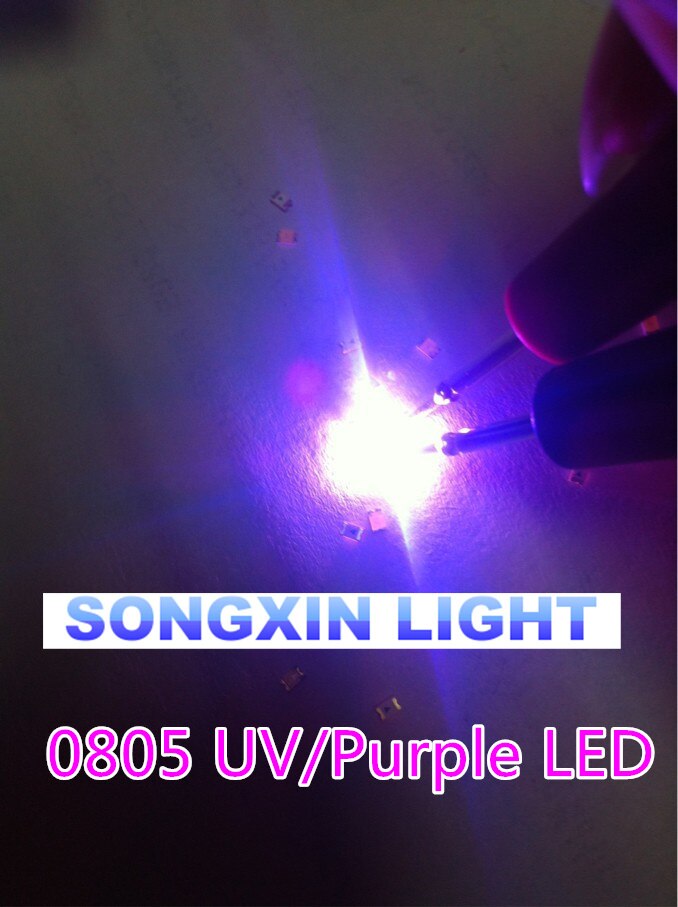 200pcs/LOT SMD SMT UV/Purple 0805 Super bright LED lamp light 2.0*1.2*0.8mm 390-410nm smd 0805 led 0805 uv 0805 purple