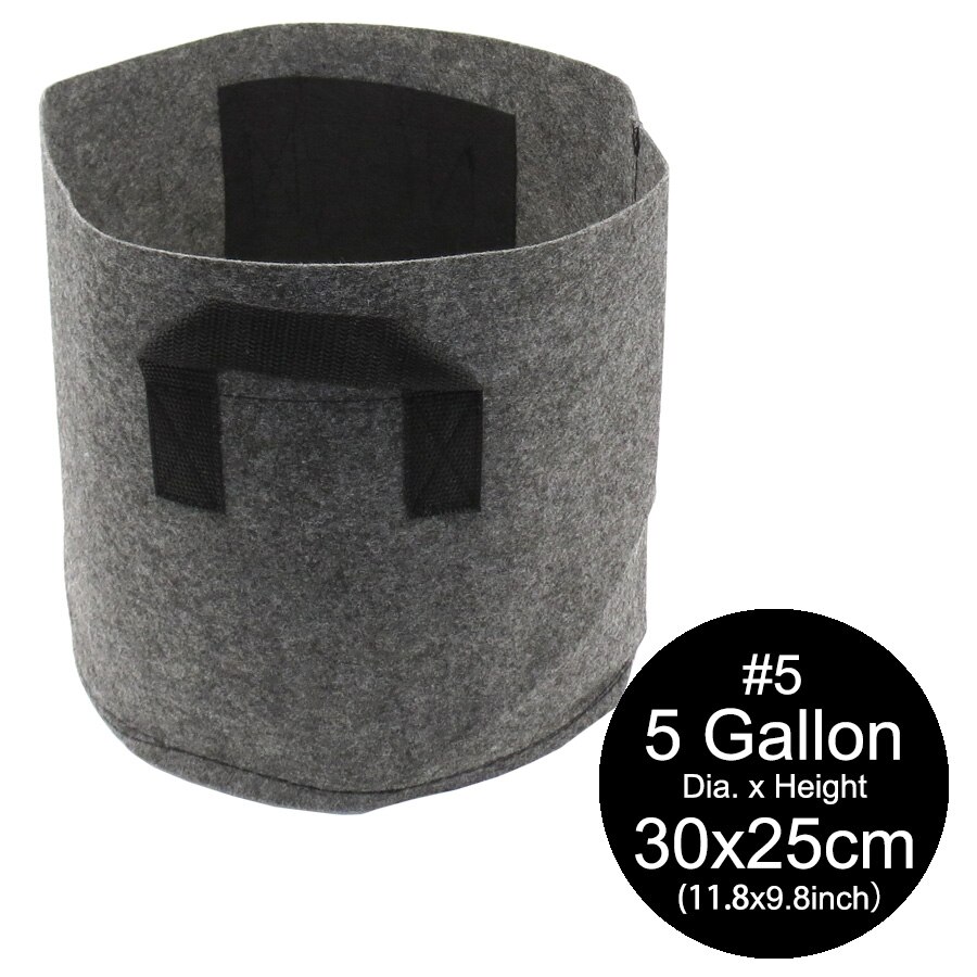 1/2/3/5/7/10 Gallon Garden Grow Bag with Handle Felt Grey Fabric Plant Planting Growing Box Vegetable Potato Round Pot Container: 5gallon xAB749C