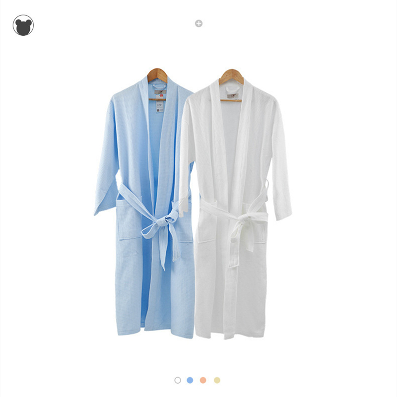 Zomer Katoen Wafel Badjas Vrouwen/Man Zuigen Water Kimono Badjas Plus Size Badjassen Gown Bruidsmeisje Gewaden Lange Yukata