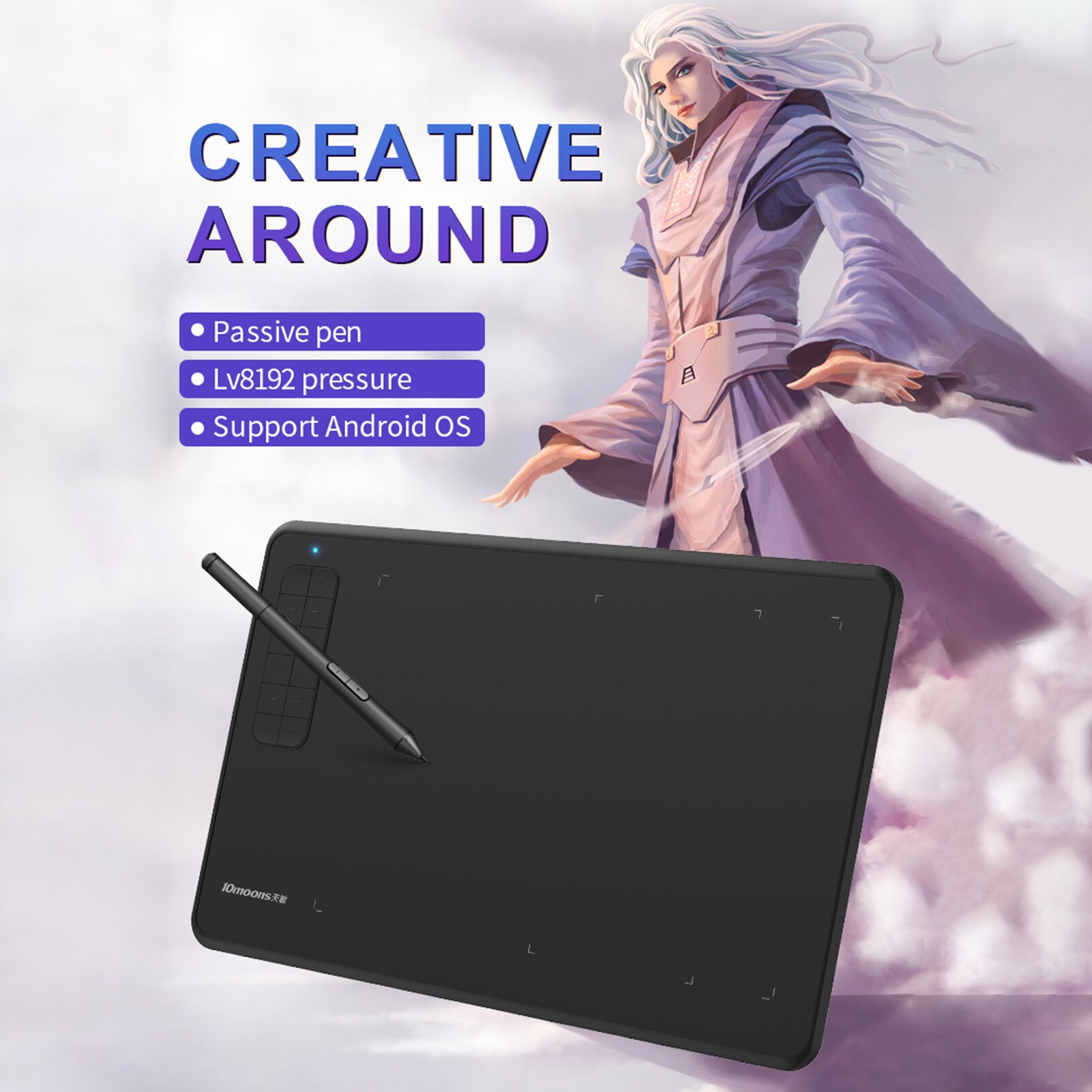 10moons G12 Graphics Drawing Tablet Ultralight Digital Art Creation Sketch 9.45 x 6 Inches Compatible with Windows Android OTG