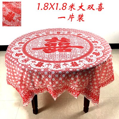 Nappe de Table jetable pour Banquet de mariage | Plaid rouge épais, Double nappe de Table de bonheur, couverture de Table ronde: F