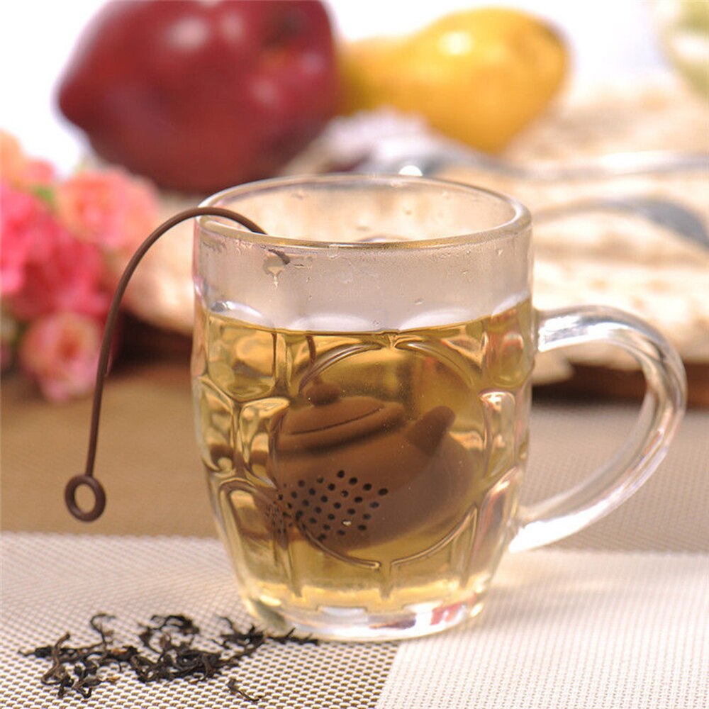 Theepot-Vorm Thee-ei Zeef Silicone Theezakje Leaf Filter Diffuser Siliconen Thee Accessoires 2 Kleuren