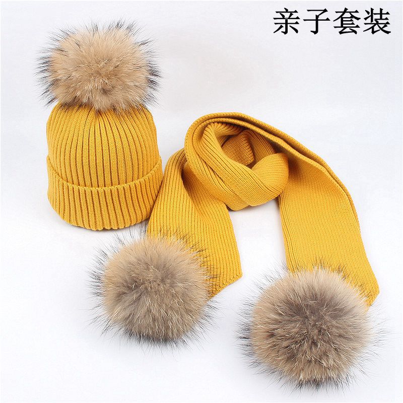 Luxe Vrouwen Hoeden En Sjaals Kinderen Sneeuw Dragen Hoeden Winter Gebreide Skullies 2Pcs Unisex Effen Kleur