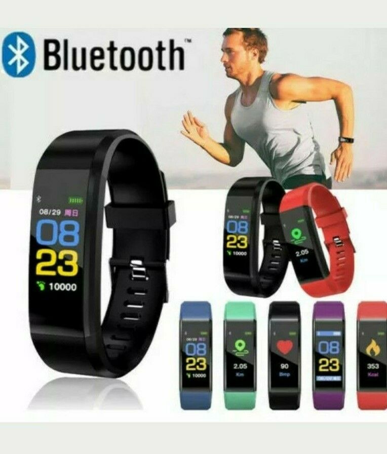 115 Plus Smart Horloge Bluetooth Sport Horloges Gezondheid Smart Polsband Hartslag Fitness Stappenteller Armband Waterdicht Mannen Horloge