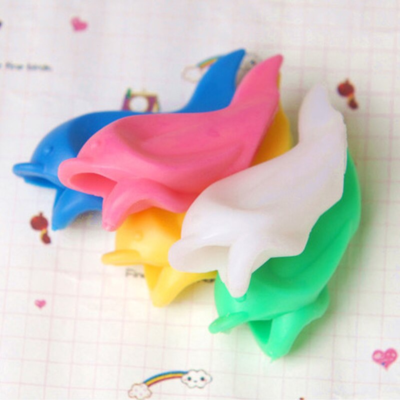 Lápiz de dibujo de pez delfín de silicona para niños, 5 uds., creatividad para niños, estudiantes, lápiz de escritura, protección, juguetes para dedos