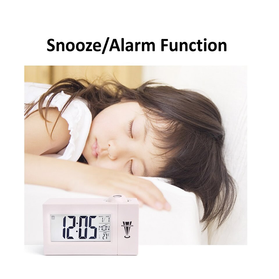 LED Digital Projection Alarm Clock Temperature Thermometer Desk Time Date Display Projector Calendar USB Powered Table Led Clock