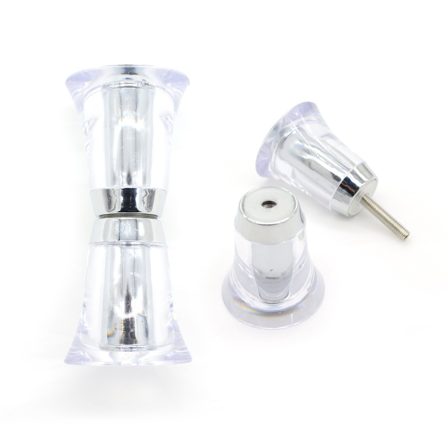 2 pair x Shower Door Handle/ Knob Clear Acryl Cone shaped