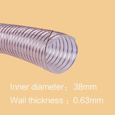 Tube en polyuréthane avec fil en acier inoxydable, conduit d'air industriel Transparent pour échappement d'air, diamètre intérieur de 1M 25-50mm: 38mm i.d.