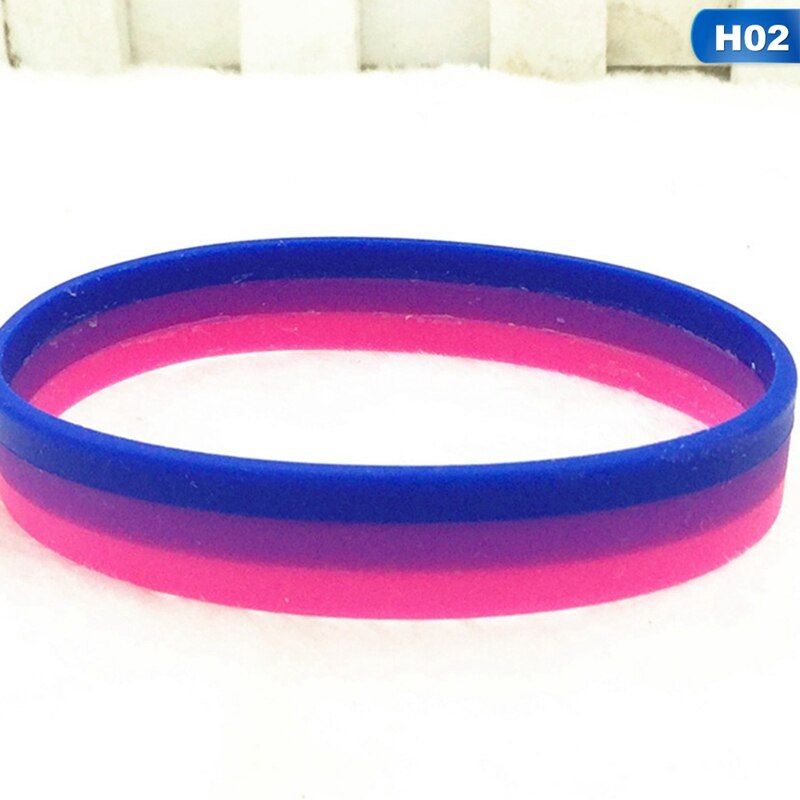 1pcs Pride Rainbow Pansexual Asexual Genderqueer Bisexual Silicone Rubber Bracelets Gay Lesbian Wristband Jewelry: 02
