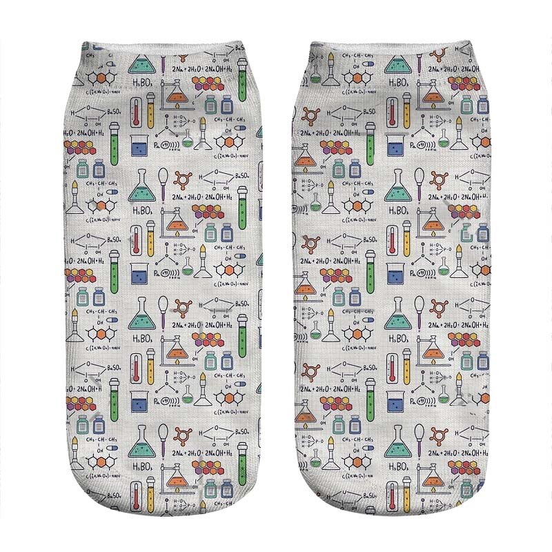 Chaussettes kawaii pour femmes, imprimé de chimie, incroyable, harajuku, drôle, nouveauté, mignonnes, pour filles,: DW0151