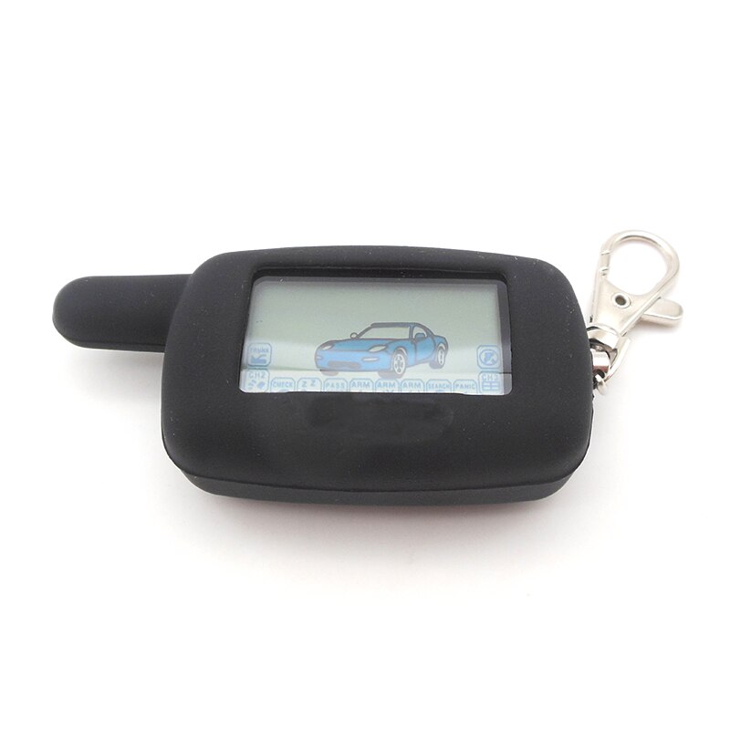 Twage  a6 lcd-afstandsbediening sleutelhanger + siliconen hoesje voor voertuigbeveiliging tweeweg autoalarm starline  a6 sleutelhanger