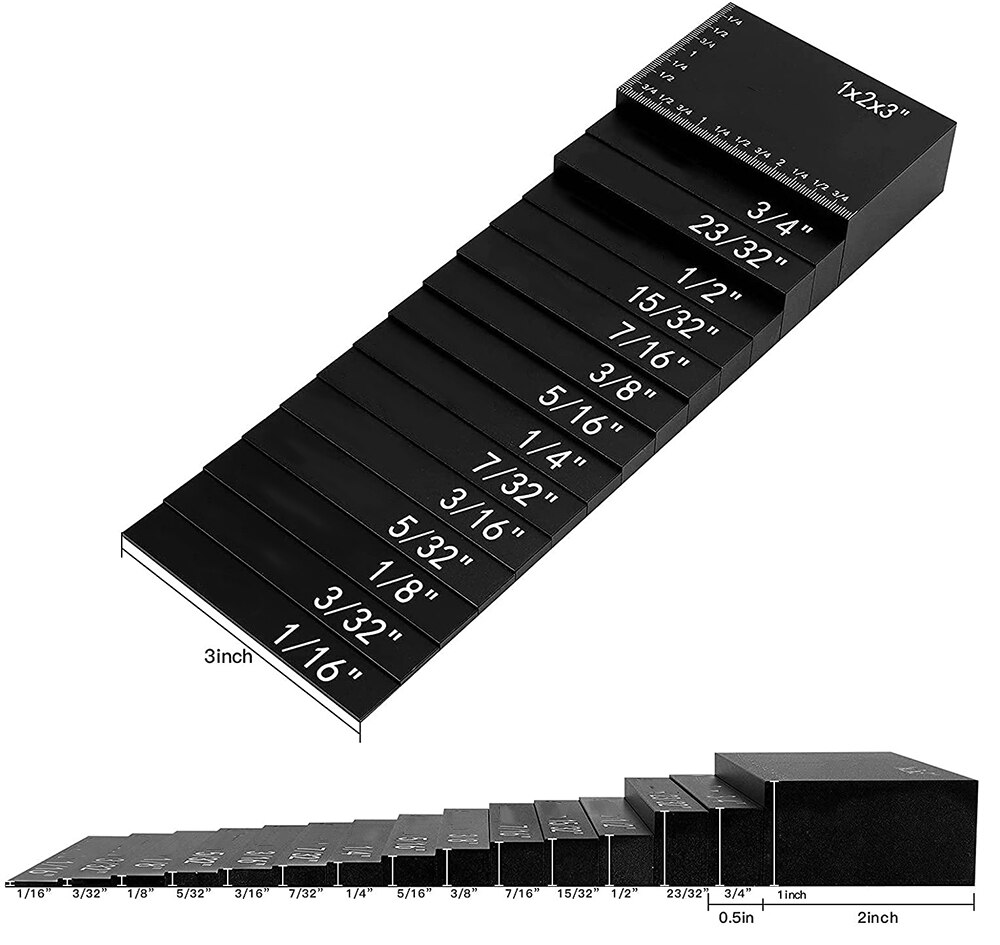 15/7Pcs/Set Precision Saw Setup Blocks Guage Table Setup Bars Depth Test Distance Alloy Set Up Bar Woodworking Measuring Block