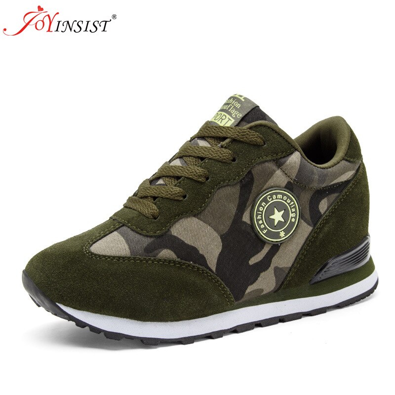 Spring Lace Up Canvas Women Shoes Wedge Platform Sneakers Women Casual Shoes Navy Green: 6.5