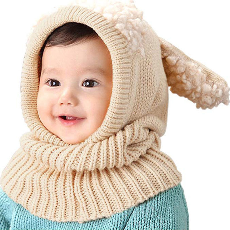 Emmababy 6-36M Pasgeboren Kids Baby Jongen Meisje Bont Pom Hoed Winter Warm Knit Bobble Beanie cap Sjaal: Khaki