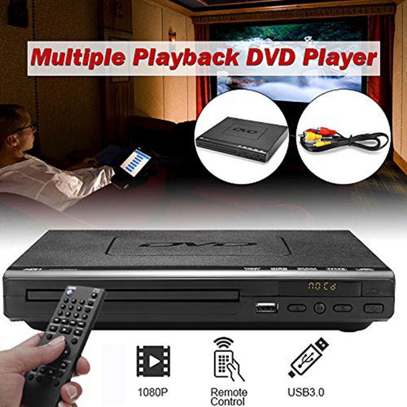 110V-240V USB Portatile Più Lettore DVD ADH CD DVD SVCD VCD Lettore di Dischi Sistema casa Teatro con Telecomando Spina di UE