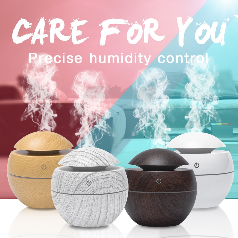 USB Aroma Essential Oil Diffuser Ultrasonic Cool Mist Humidifier Air Purifier 7 Color Change LED Night light for Office Home