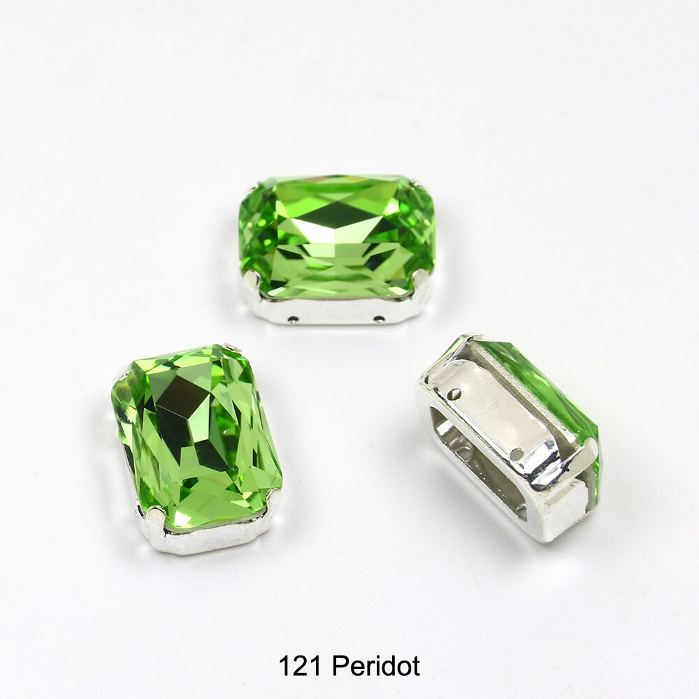 13*18mm 30 rechthoekige kristal naai-op losse platte strass steentjes met klauw naai-strass steentjes voor handwerkkleding: 121