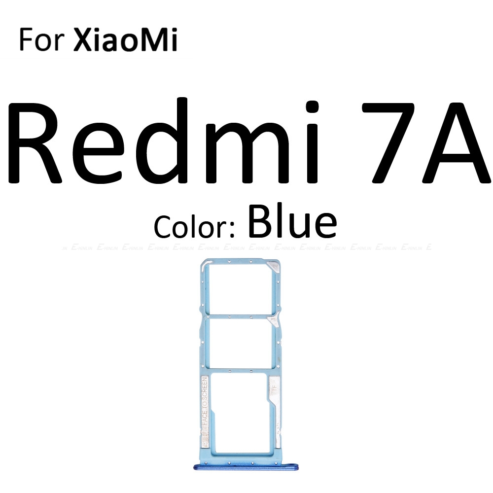 Carte Sim prise fente plateau lecteur support connecteur Micro SD adaptateur conteneur pour XiaoMi Redmi S2 7A 6A pièces de rechange: For Redmi 7A Blue