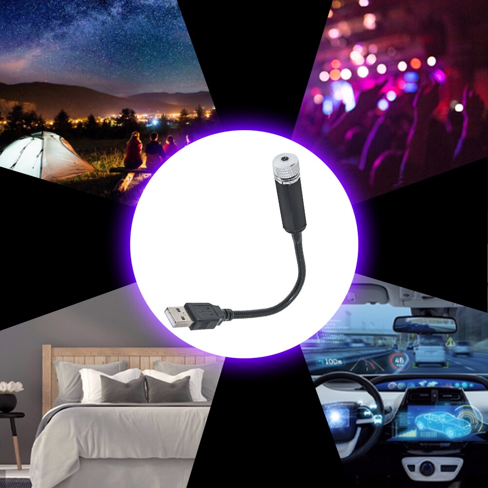 LED Projector Purple Night Light Adjustable USB Car Roof Atmosphere Star Sky Lamp Ambient Star Light